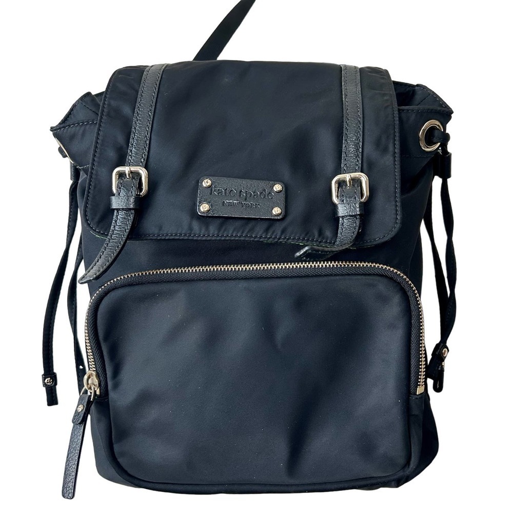 Kate spade backpack bag nylon black with green liner​​